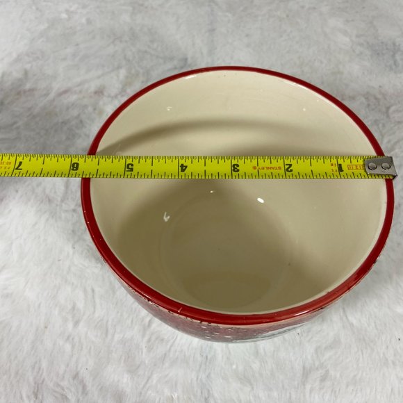 Nantucket Home Nesting Bowl Hand Painted Home For The Holiday Trees & Snowmen - Picture 6 of 6